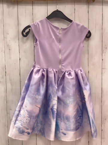 H&M  Kleid  Gr. 122/128  lavendel hellblau Elsa Kristalle große Schleife Unterrock 