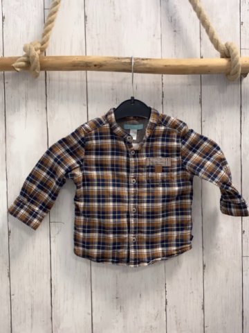 Obaibi Hemd  Gr. 74  blau braun weiß kariert 