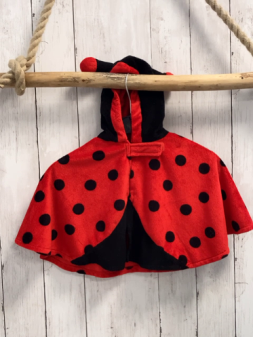  Karnevalkostüm  Gr. 98  Umhang Marienkäfer rot schwarz mit Punkten 