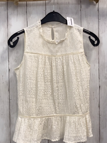 Zara  Sommerbluse  Gr. 164  creme strukturiert + Lochstickerei