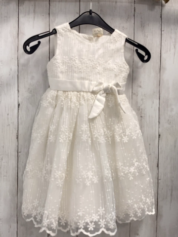 Keedo  Kleid  Gr. 98  weiß zweilagig Überkleid mit Stickerei Schleife 