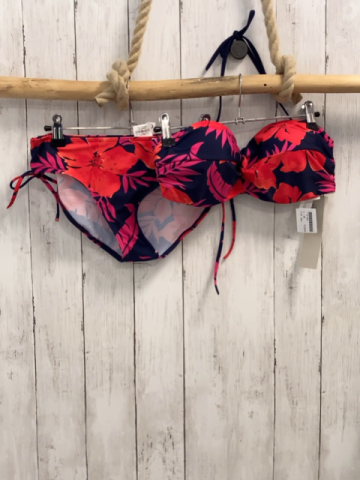 neu  Bikini  Gr. 36  dunkelblau rote Blumen pink Blätter NP 24,99 + 14,99 