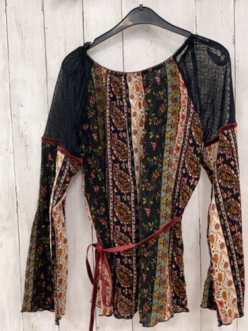 Casa Blanca Bluse Gr. 42  schwarz ocker rot gemustert
