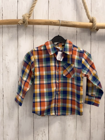 Mick Mack  Hemd  Gr. 98  blau orange ocker mint weiß kariert 
