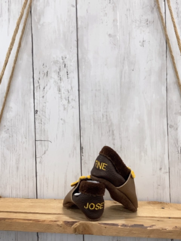   Hausschuhe  Gr. 19  braun hellbraun Leder Giraffe 