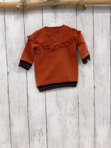 Pre Natal  Pullover  Gr. 56  rost blauer Bund mit rost Glitzerstreifen Rüschen 