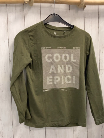 Lincoln & Sharks  Langarmshirt  Gr. 146/152  kiwi + weiße Streifen + Schrift 