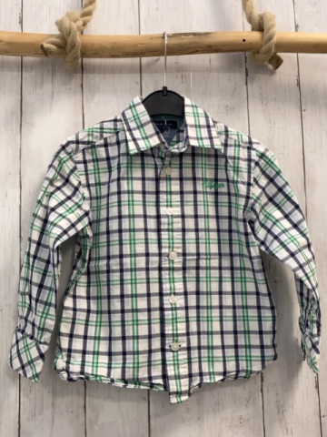 Tommy Hilfiger  Hemd  Gr. 98  grau hellgrün weiß kariert 