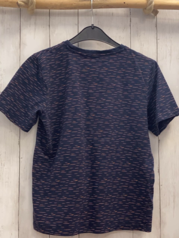   T-Shirt  Gr. 146/152  blau orange Striche + Schrift 