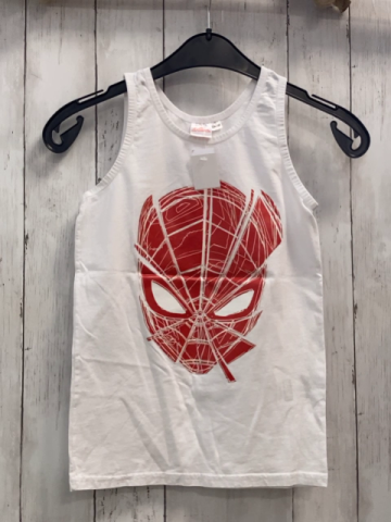   Sporttop Gr. 134  weiß roter Spidermankopf 