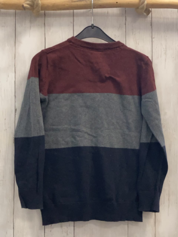   Pullover  Gr. 134/140  weinrot grau blau Strick 