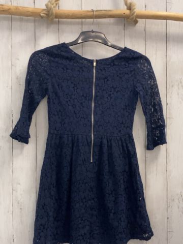 H&M  Kleid  Gr. 152  blau zweilagig Blumenstickerei 