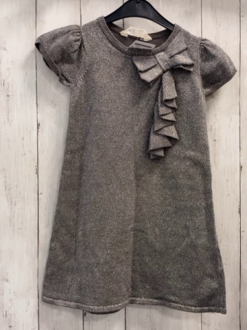 H&M  Kleid  Gr. 110  grau silber Glitzer große Schleife 