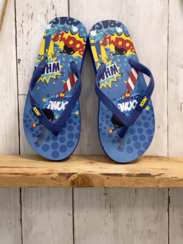   Flip Flops  Gr. 34  hellblau Comicschrift 