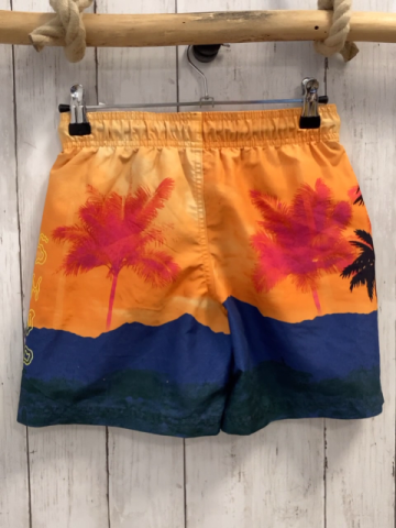 H&M  Badeshorts  Gr. 134/140  orange blau Palmen gelbe Schrift 