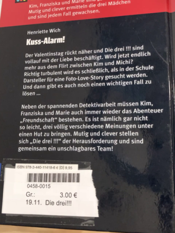 Die drei!!! Buch Kuss-Alarm 