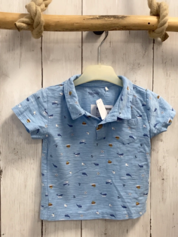   T-Shirt  Gr. 74  hellblau Wale Schiffe Polokragen