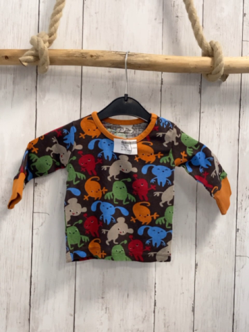 H&M Langarmshirt  Gr. 68  braun bunte Monster orange Bund 