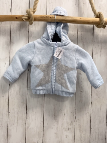 Boboli  Strckjacke  Gr. 68  hellblau grauer Stern Kapuze Teddyfutter 