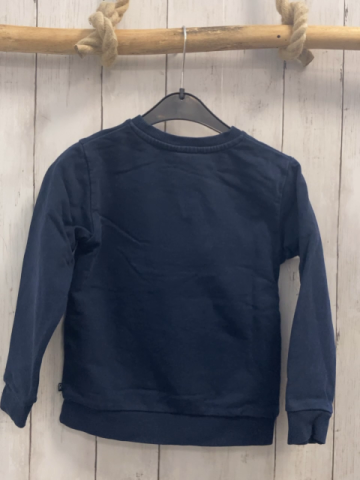 Okaidi Pullover  Gr. 116  blau Fußballer Pailetten