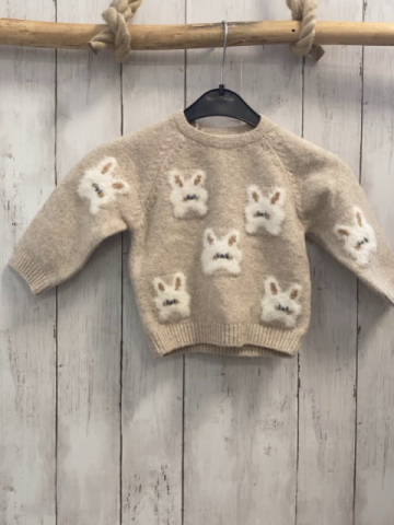 Zara  Pullover  Gr. 80  beige Strick Tierköpfe 