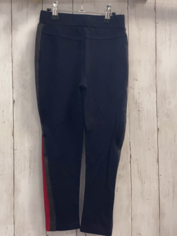   Leggings  Gr. 116  blau grau roter Seitenstreifen goldene Reißverschlüsse