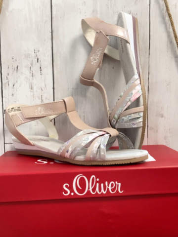neu S´Oliver  Sandalen  Gr. 37  rosa beige + grau mit Blumen 