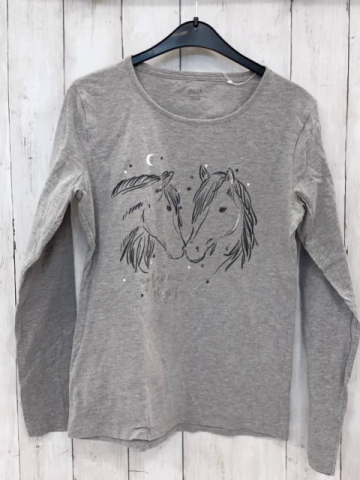  Langarmshirt Gr. 158  grau Pferde