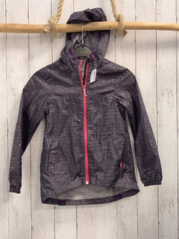 Decathlon  Regenjacke  Gr. 128  grau hellgrauer Druck pink Reißverschluss 