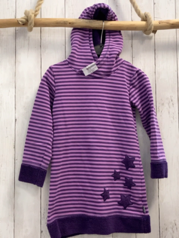 Jako-o  Kleid  Gr. 122/128  lavendel lila Streifen Kapuze lila Plüschbund 