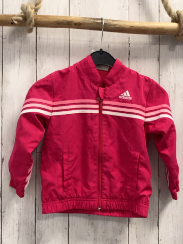 Adidas  Joggingjacke  Gr. 98  pink + weiß rosa Streifen weiße Schrift + Label  