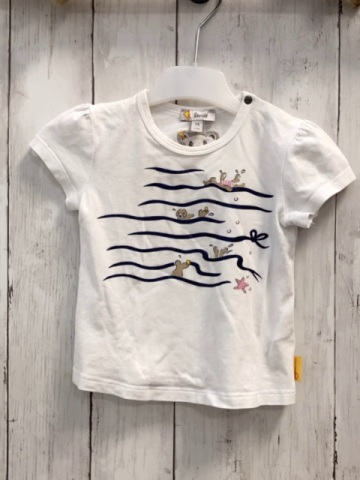 steiff  T-Shirt  Gr. 74  weiß blaue Glitzerwellen Seehunde 