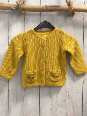   Strickjacke  Gr. 86  mais Taschen mit Tiergesicht 