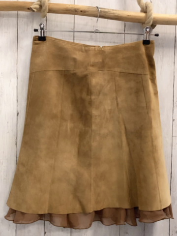 Esprit  Rock Gr. 38  helbraun Wildleder Rüschensaum 