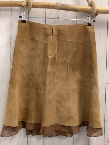 Esprit  Rock Gr. 38  helbraun Wildleder Rüschensaum 