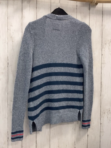 Abercrombie  Strickjacke  Gr. 146/152  hellblau hellgrau meliert + petrol Streifene 