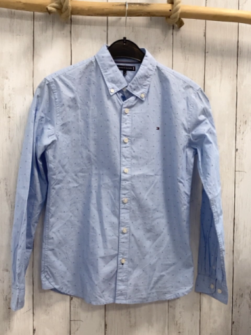 Tommy Hilfiger  Hemd  Gr. 140  hellblau blaue Dreiecke 