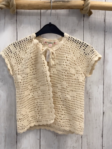 Bonpoint  Weste  Gr. 104  beige gehäkelt
