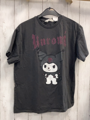 H&M  T-Shirt  Gr. 146/152  grau Kuromi  rosa Schrift aus Steinen 
