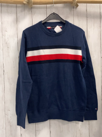 Tommy Hilfiger  Pullover  Gr. 152  blau Strick + blau weiß rote Bruststreifen