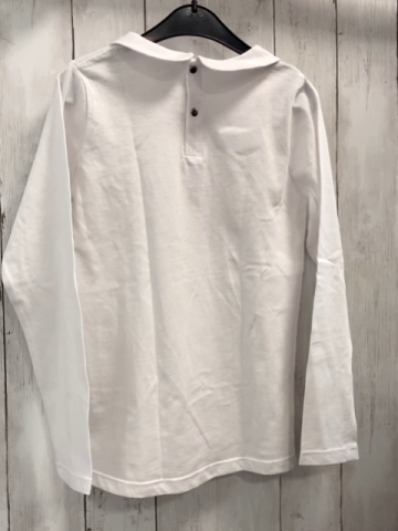 Jacadi  Langarmshirt  Gr. 140  weiß Kragen Mädchen mit Bällen 