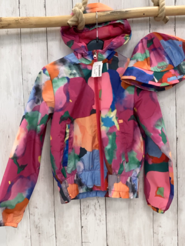 2tlg Aigle  Regenacke + -hut  Gr. 140  bunt gemustert 