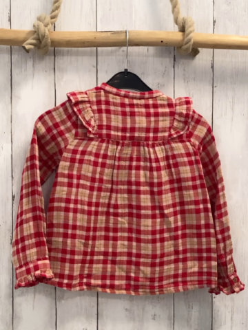 Sissy-Boy  Bluse  Gr. 110  rot beige golden Glitzer kariert Rüschen 