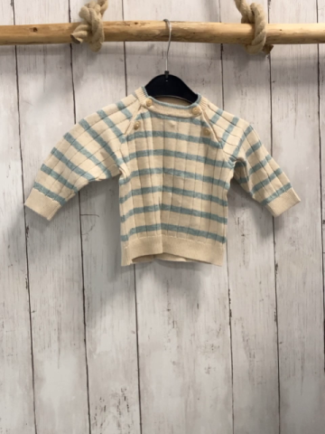 Alana  Pullover  Gr. 68  beige hellblaue Streifen Rippen Strick 