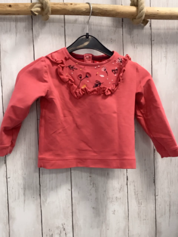 S´Oliver  Pullover  Gr. 92  hellrot gestickte Blumen Rüschen 