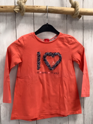 S´Oliver  Langarmshirt  Gr. 98  hellrot Schrift mit Rosetten