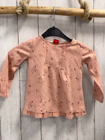 S´Oliver  Langarmshirt  Gr. 86  lachs Sterne + Punkte zT mit Glitzer 