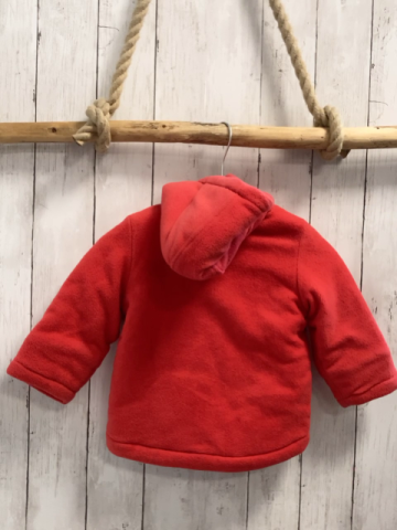 Tom Tailor  Fleecejacke  Gr. 86  rot Kapuze Knebelknöpfe Taschen mit Fuchsgesicht Kapuze mit weißem Teddyfutter 