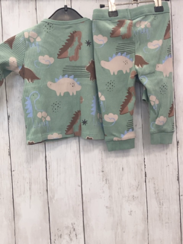 2tlg Alana  Langarmshirt + Leggings  Gr. 74  mint Rippen bunte Dinos 