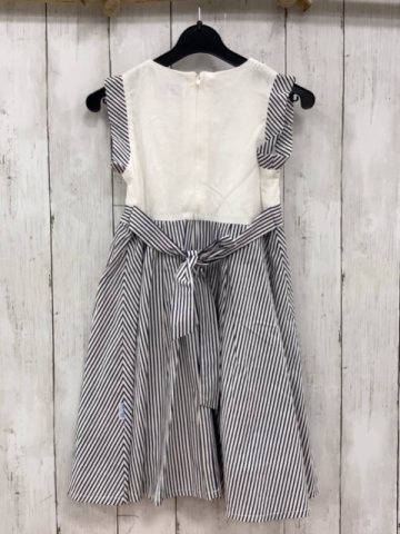 Donita  Kleid  Gr. 110  weiß + schwarze Streifen Gesicht Schleife 